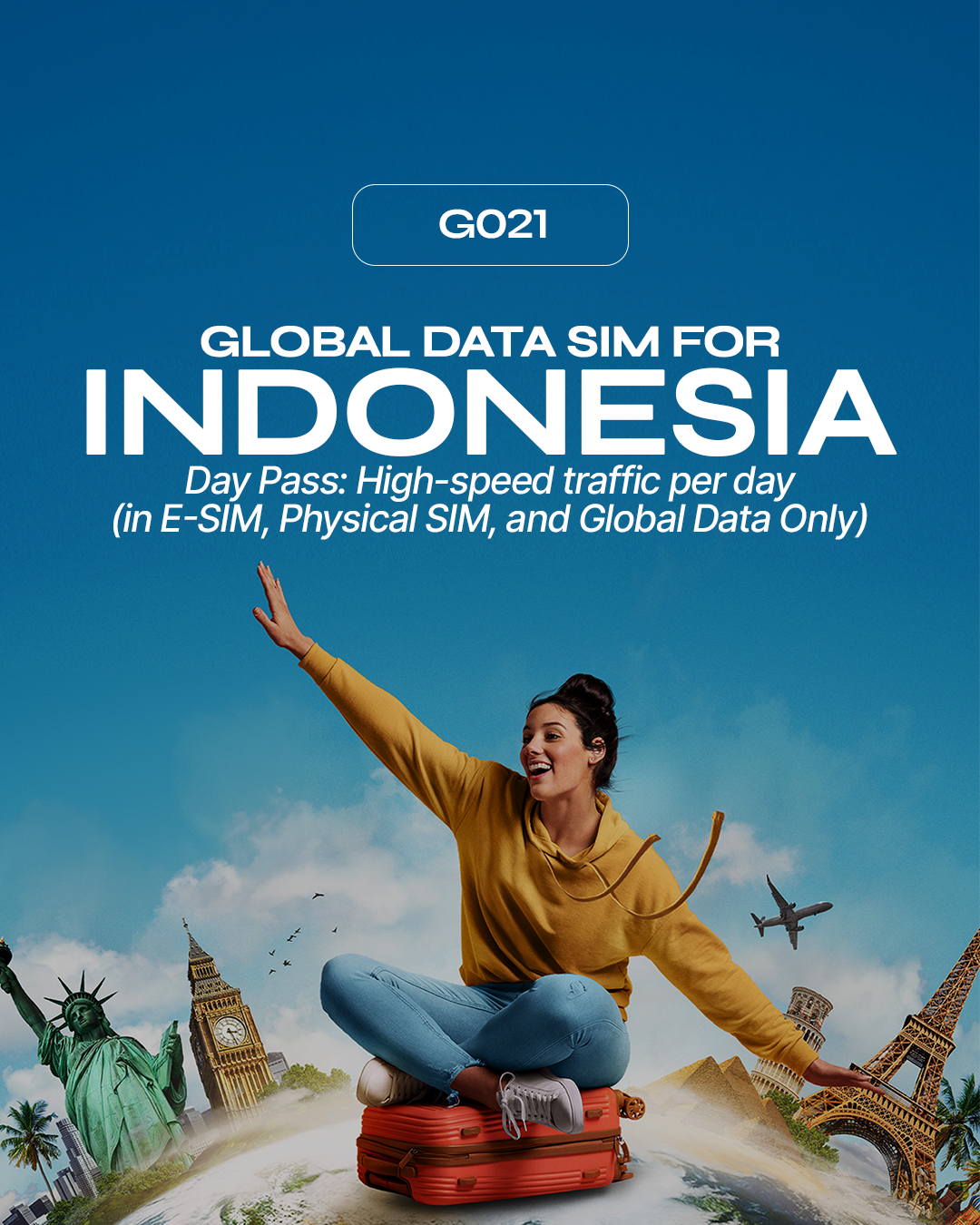 G021: Indonesia (Day Pass: high-speed traffic per day, then FUP)