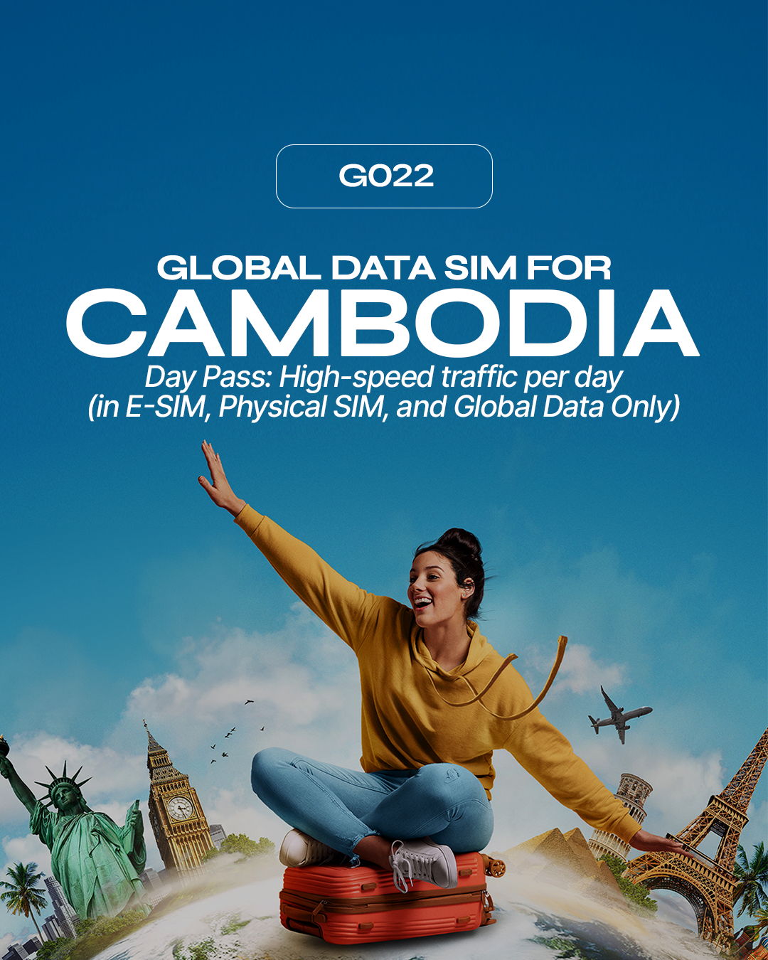 G022: Cambodia (Day Pass: high-speed traffic per day, then FUP)