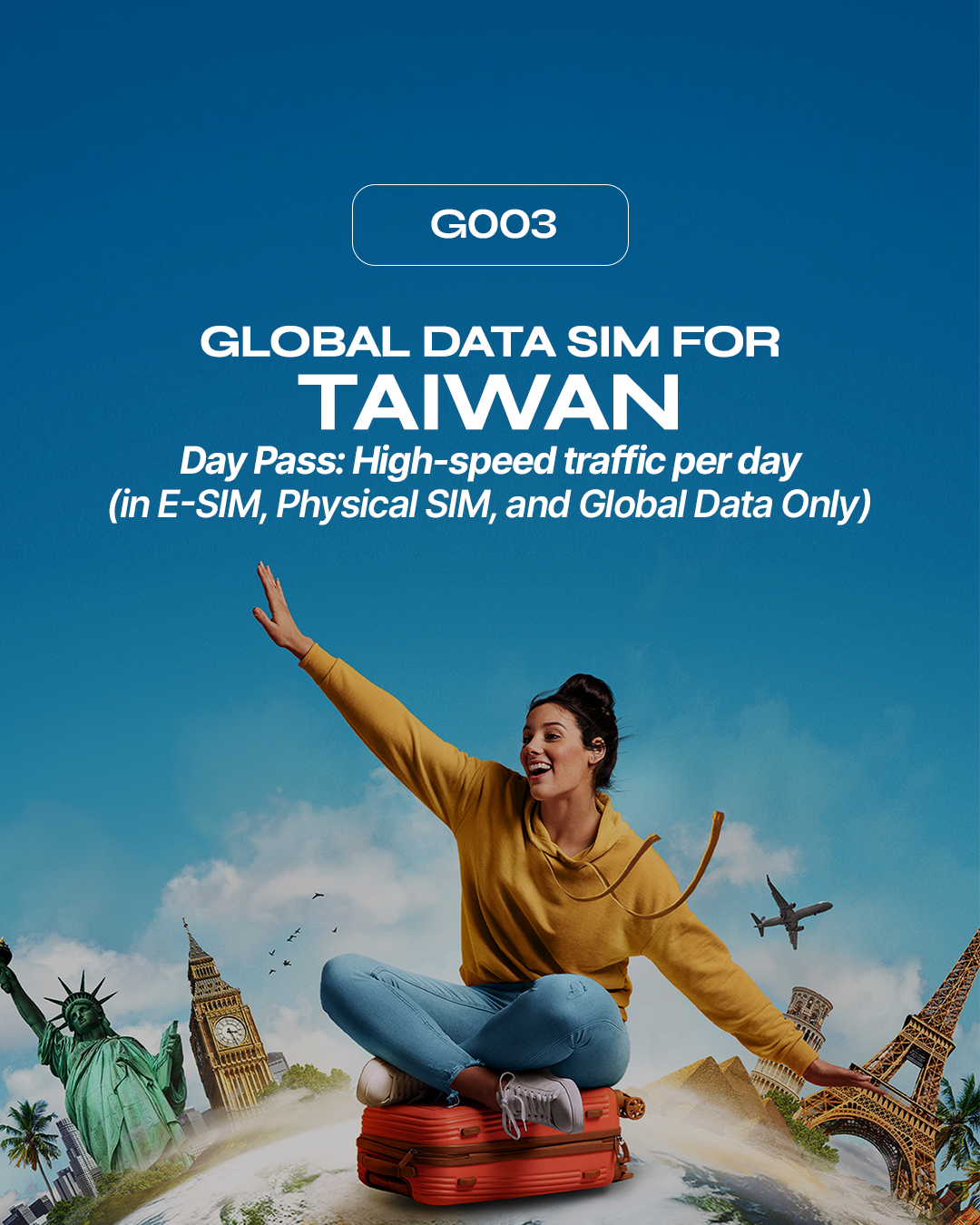 G003: Taiwan (Day Pass: high-speed traffic per day, then FUP)